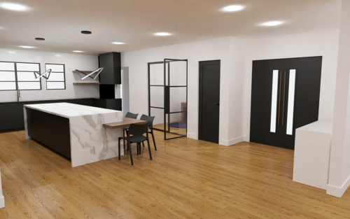Interior Design: 3D Rendering of Kitchen Garydale_Satin&Slate_2020_VII
